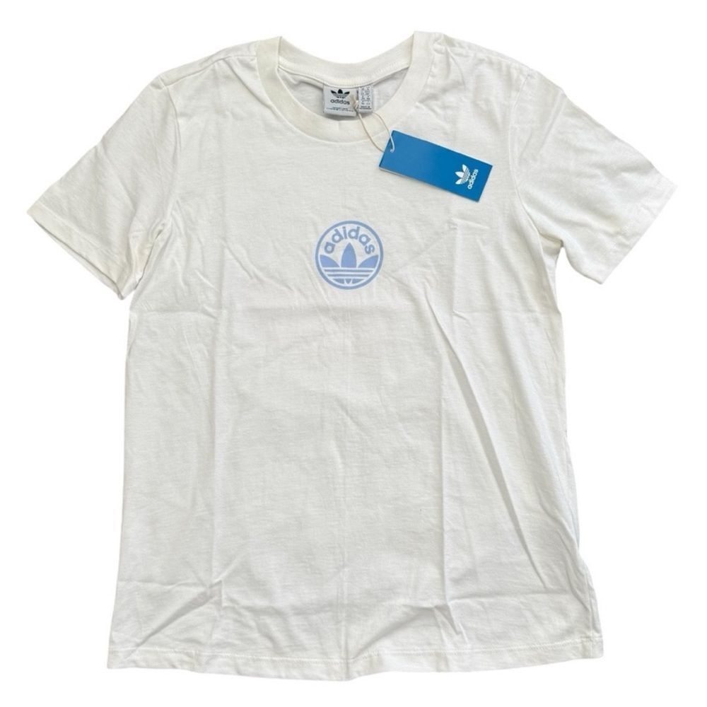 Adidas Originals Circle Trefoil Graphic Tee White Blue NWT Women’s Small Small